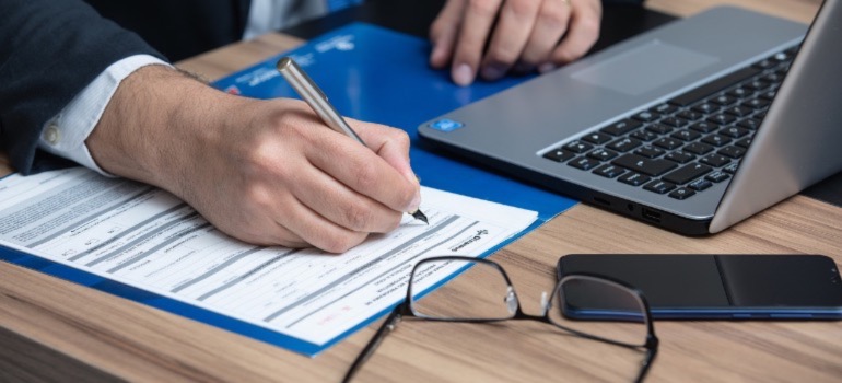 A lawyer working at his desk